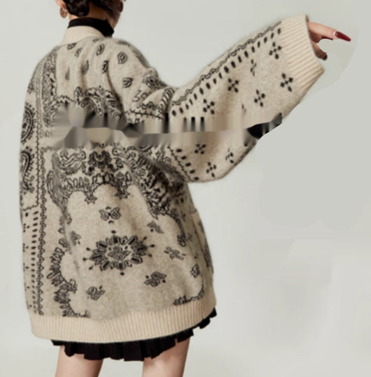 Cardigan Suelto Jacquard Cuello V Cómodo - Image 13