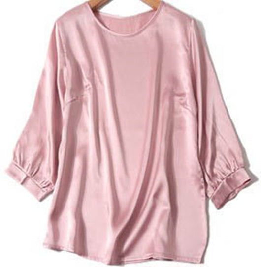 Camisa de Seda de Gusano de Seda con Perla Brillante y Satén - Image 58