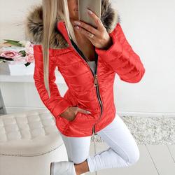 Abrigo Slim Ajustado con Cuello de Piel Brillante para Mujer - Image 7