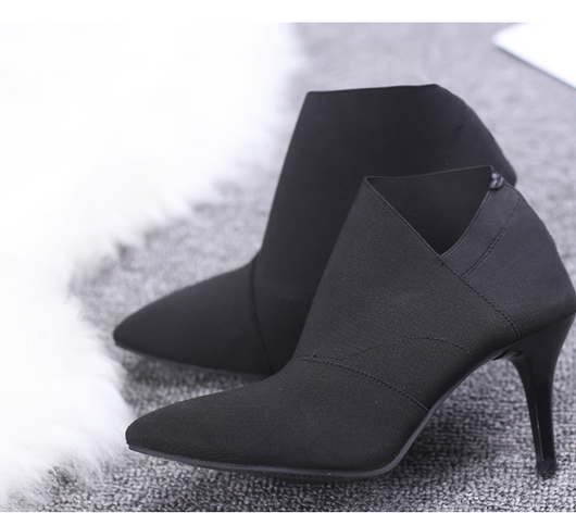 Botas Cortas Tacón Stiletto Punta Aguda Estilo Retro Elegante para Mujer - Image 5