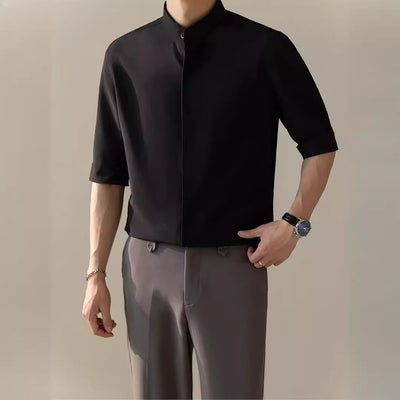 Camisa Manga Corta con Cuello de Pie para Hombre - Image 19