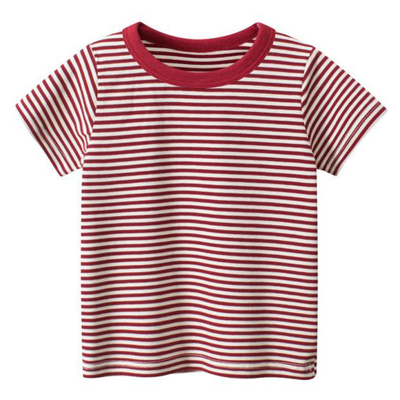 Camiseta de Rayas Cuello Redondo Manga Corta