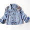 Chaqueta de Mezclilla con Flores Bordadas de Manga Larga
