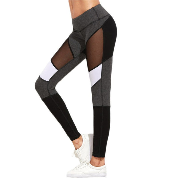 Pantalones de yoga ajustados con malla transpirable de secado rápido
