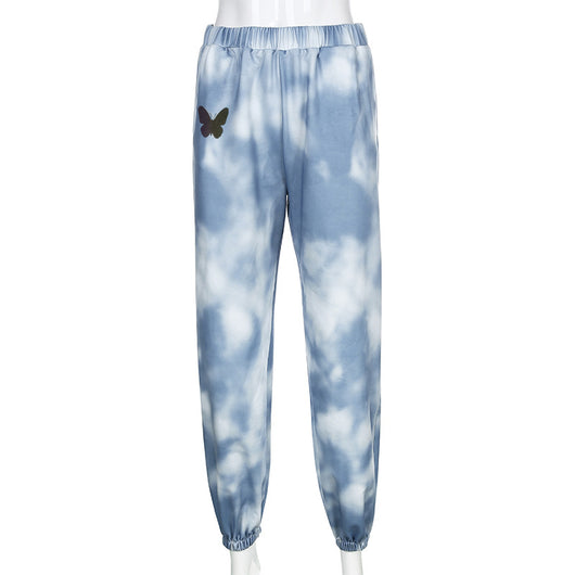 Leggings casuales tie-dye con estampado de mariposas - Image 10