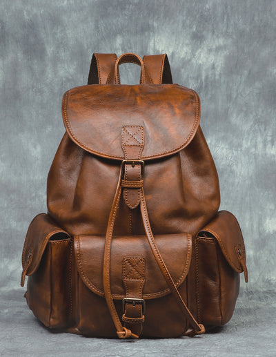 Mochila de Cuero Genuino Estilo Retro - Bolsa Casual Versátil - Image 6