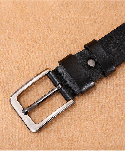Cinturón de Cuero Genuino para Hombre con Hebilla Pin Retro Clásico - Image 10
