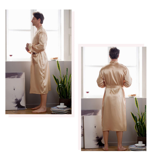 Cardigan Tipo Seda para Casa - Bata Larga de Descanso para Hombre - Image 8