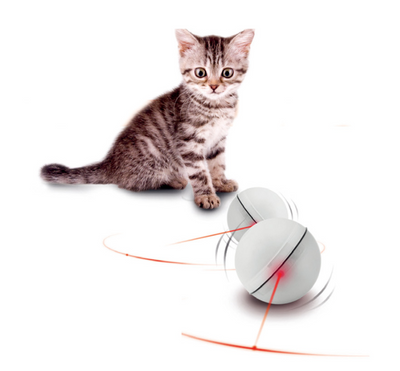 Pink pet electric toy LED rolling ball for cats, made of ABS plastic, with a black dividing line. - Image 17