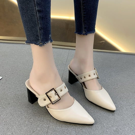 Sandalias Mujer Tacón Grueso Medio con Hebilla de Moda - Image 9