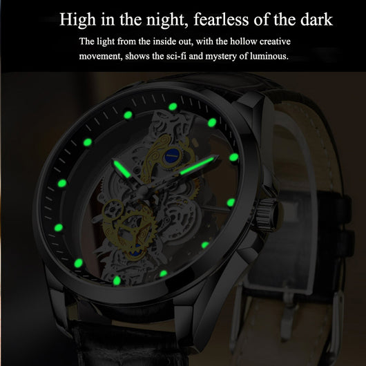 Reloj Automático Esqueleto Dorado de Lujo para Hombre - Image 4
