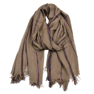 Bufanda Hombre Étnica Algodón Lino Rayas Invierno Estilo Europeo Americano - Image 12