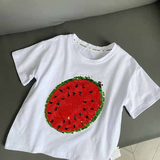 Playera Infantil de Algodón con Sandía Lentejuelas y Efecto Cambio de Color - Image 2