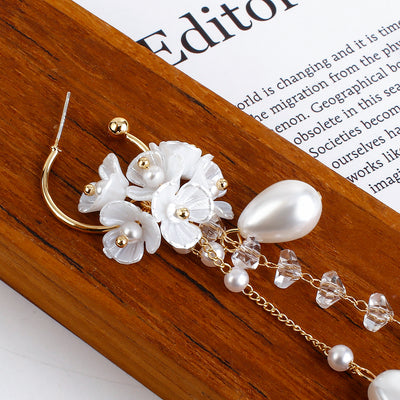 Aretes de Plata 925 Flor con Perla Estilo Coreano - Image 6
