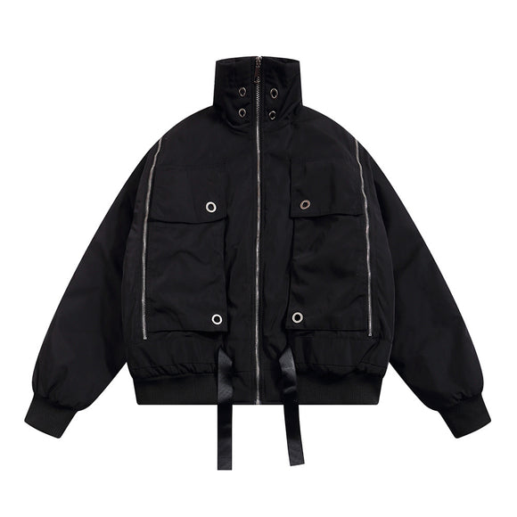 Chaqueta Acolchada de Algodón con Cuello Funcional y Diseño de Costuras