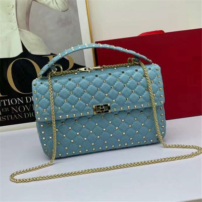 Bolso Cuadrado de Piel de Oveja con Tachuelas de Diamante - Image 13