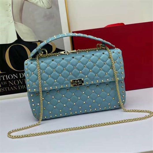 Bolso Cuadrado de Piel de Oveja con Tachuelas de Diamante - Image 13