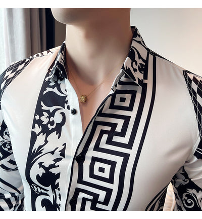 Camisa Manga Larga Estampada Slim Fit para Hombre - Image 12