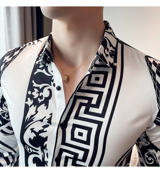 Camisa Manga Larga Estampada Slim Fit para Hombre - Image 12