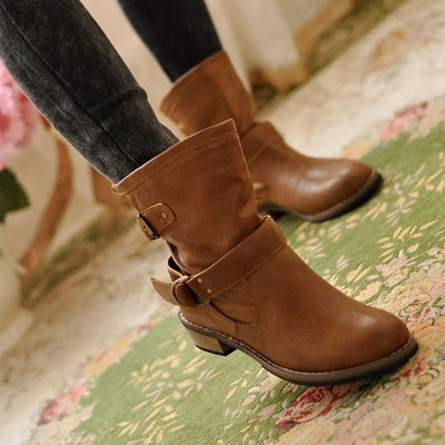 Botines de Tacón Bajo Estilo Europeo y Americano - Image 4
