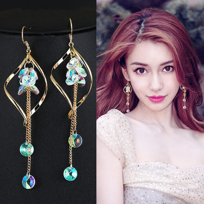 Aretes de Cristal Ondulado Largo
