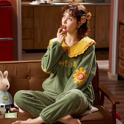 Pijama Coreano Grueso y Suave de Franela para Casa - Image 25
