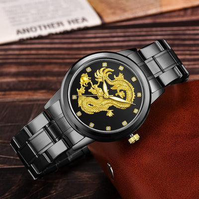 Reloj Dragon Dorado Acero Inoxidable Cuarzo - Image 13