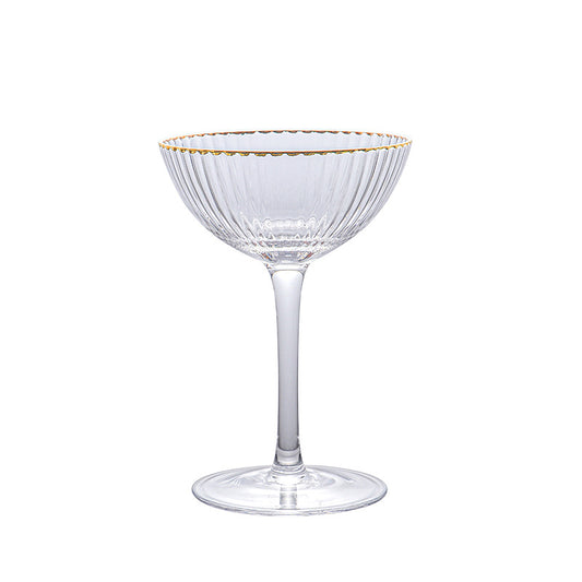 Vaso Elegante para Helado con Borde Dorado y Rayas de Cristal - Image 2