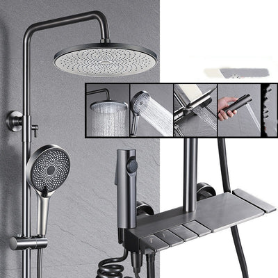Conjunto de Ducha Gris Acero con Botones de Cuatro Velocidades - Image 8