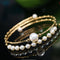 Pulsera Elástica Multicapa de Perlas de Agua Dulce Brillante para Mujer