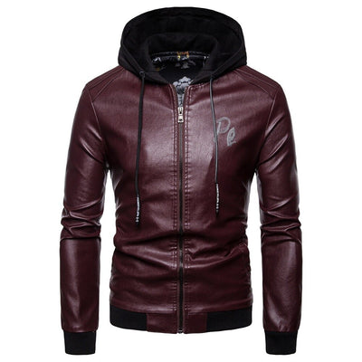 Abrigo de Cuero con Capucha Estilo Británico para Hombre - Image 19