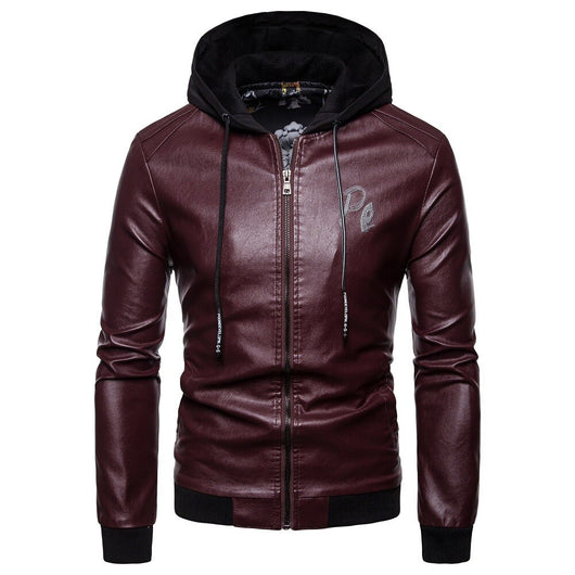 Abrigo de Cuero con Capucha Estilo Británico para Hombre - Image 19