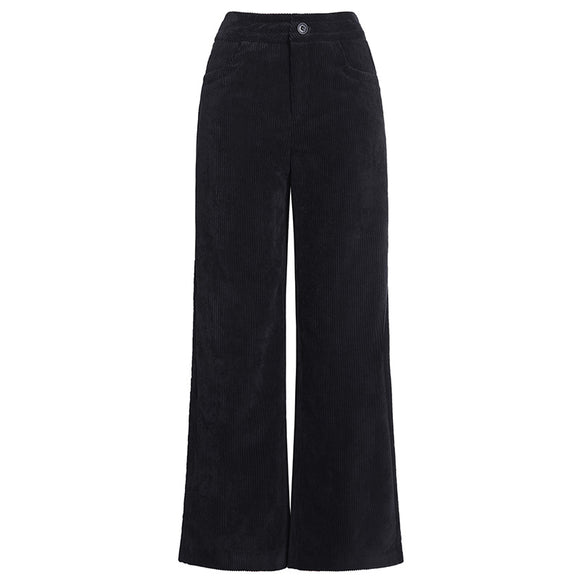 Pantalón Pana Ancho Cintura Alta Casual Holgado