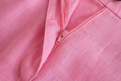 Pantalón Lino Retro Cintura Alta Bolsillos Dobles Pierna Ancha - Image 6