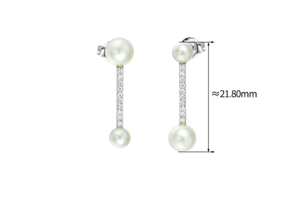 Aretes de Plata Esterlina con Perla y Diseño Geométrico Minimalista