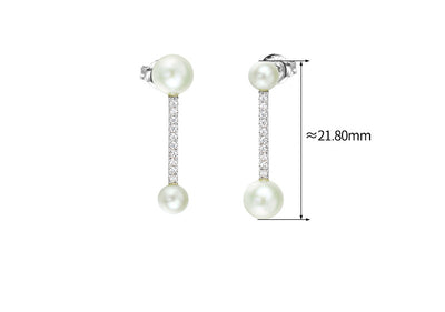 Aretes de Plata Esterlina con Perla y Diseño Geométrico Minimalista - Image 2
