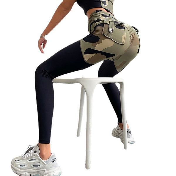 Pantalones Deportivos Camuflado con Levantador de Glúteos Cintura Alta