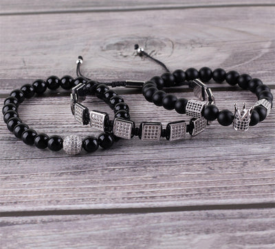 Set de 3 Pulseras para Hombre con Piedras Naturales - Image 3