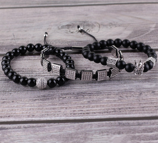 Set de 3 Pulseras para Hombre con Piedras Naturales - Image 3