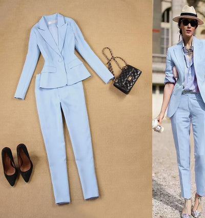 Traje Slim Azul Claro Británico + Set de 9 Pantalones