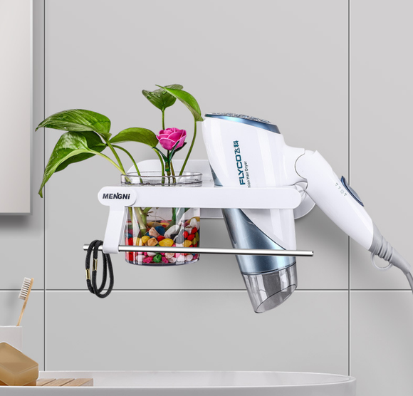 Organizador de Secador de Cabello para Baño - Soporte Multifunción sin Taladro