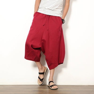 Pantalones Holgados Retro de Algodón y Lino para Hombre - Image 2