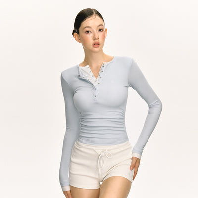 Camiseta Manga Larga Slim-fit con Cuello Falso Tejido Doble Capa - Image 4