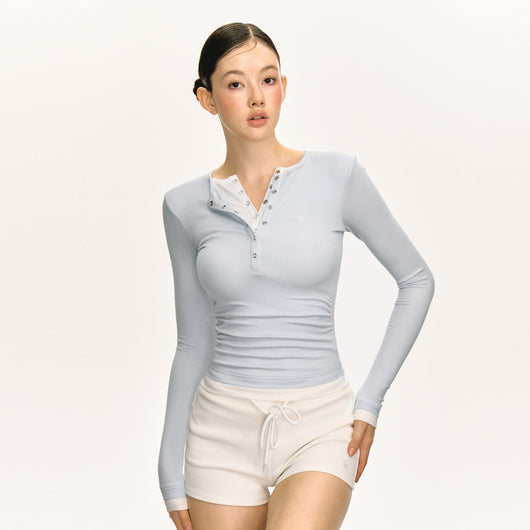 Camiseta Manga Larga Slim-fit con Cuello Falso Tejido Doble Capa - Image 4