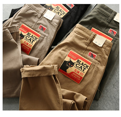 Pantalones Casuales Rectos de Algodón Twill Retro para Hombre - Image 11