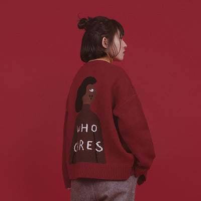 Cardigan Suéter con Ilustraciones Divertidas