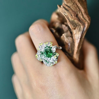 Anillo Vintage de Esmeralda Degradada Cultivada - Image 6