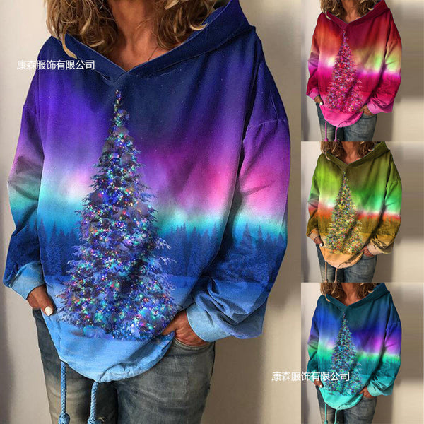 Sudadera Retro Estampada Aurora Azul para Mujer