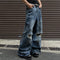 Pantalones Vaqueros Deconstructidos con Empalme A-line para Hombre