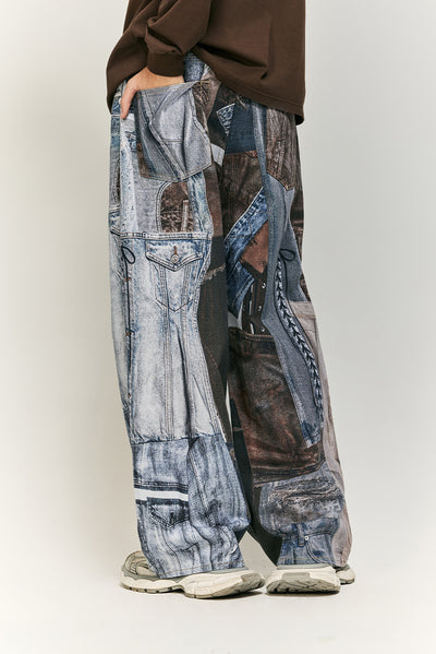 Jeans Vintage con Estampado Digital y Parches Estilo Urbano Americano - Image 18